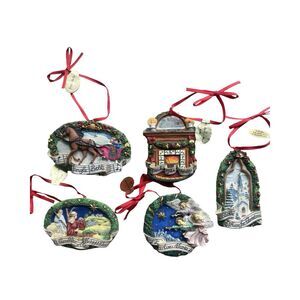 The Danbury Mint Christmas Song Ornaments Lot of 5 Jingle Bells Deck The Halls